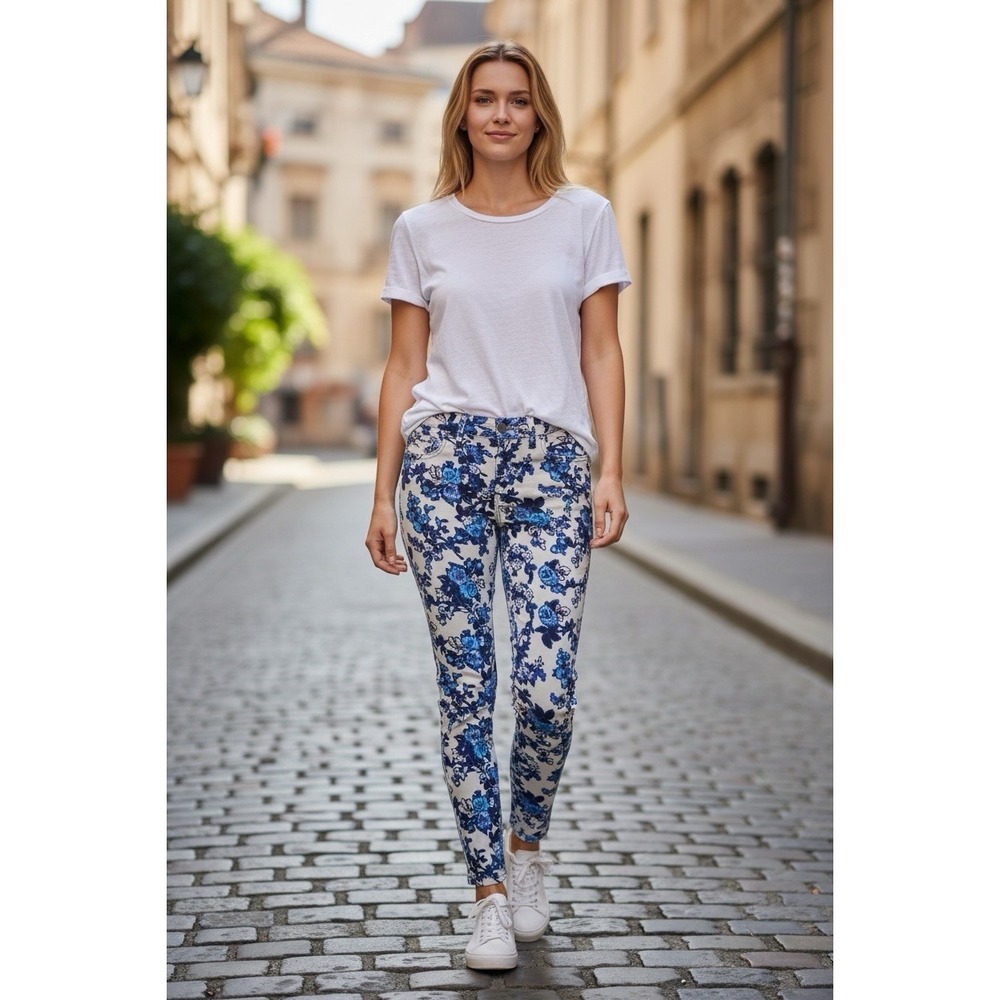 FREE PEOPLE Floral Corduroy Jeans PANTS 28" Boho Stretch Lightweight